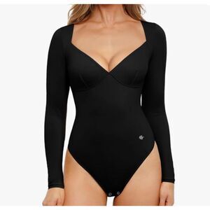 Long Sleeve Black Shapewear Bodysuit - Sculpting Support